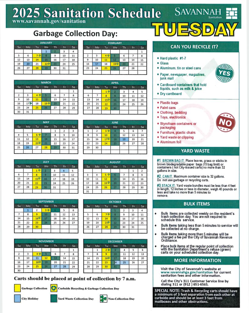 Savannah Sanitation Schedule